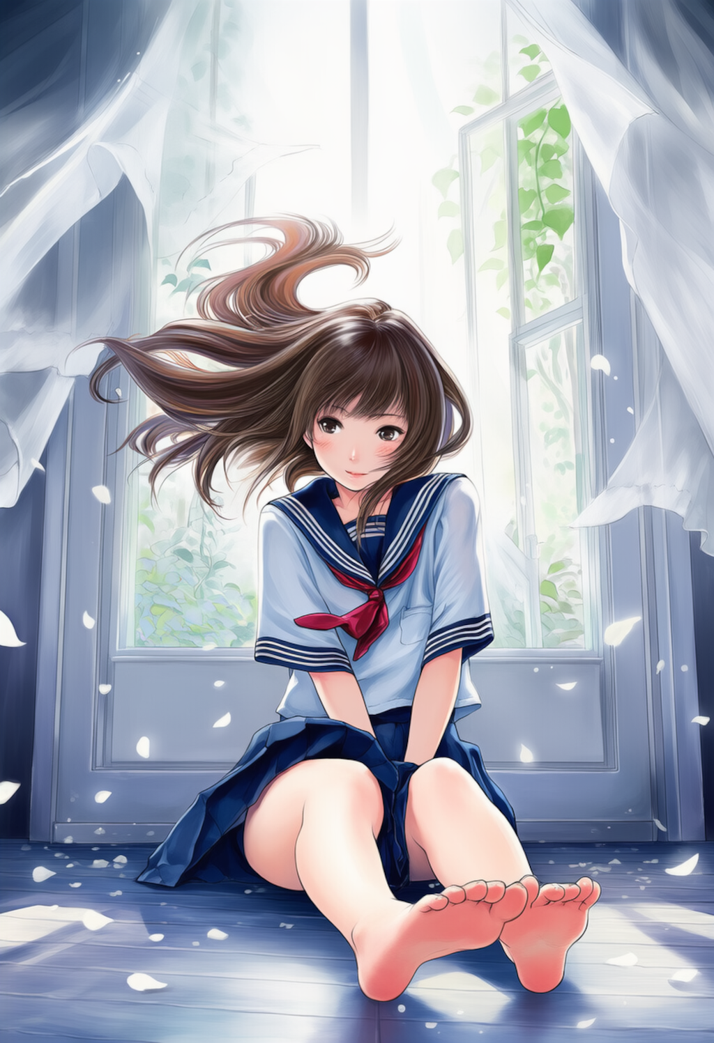 ハイソックスを脱いで一息