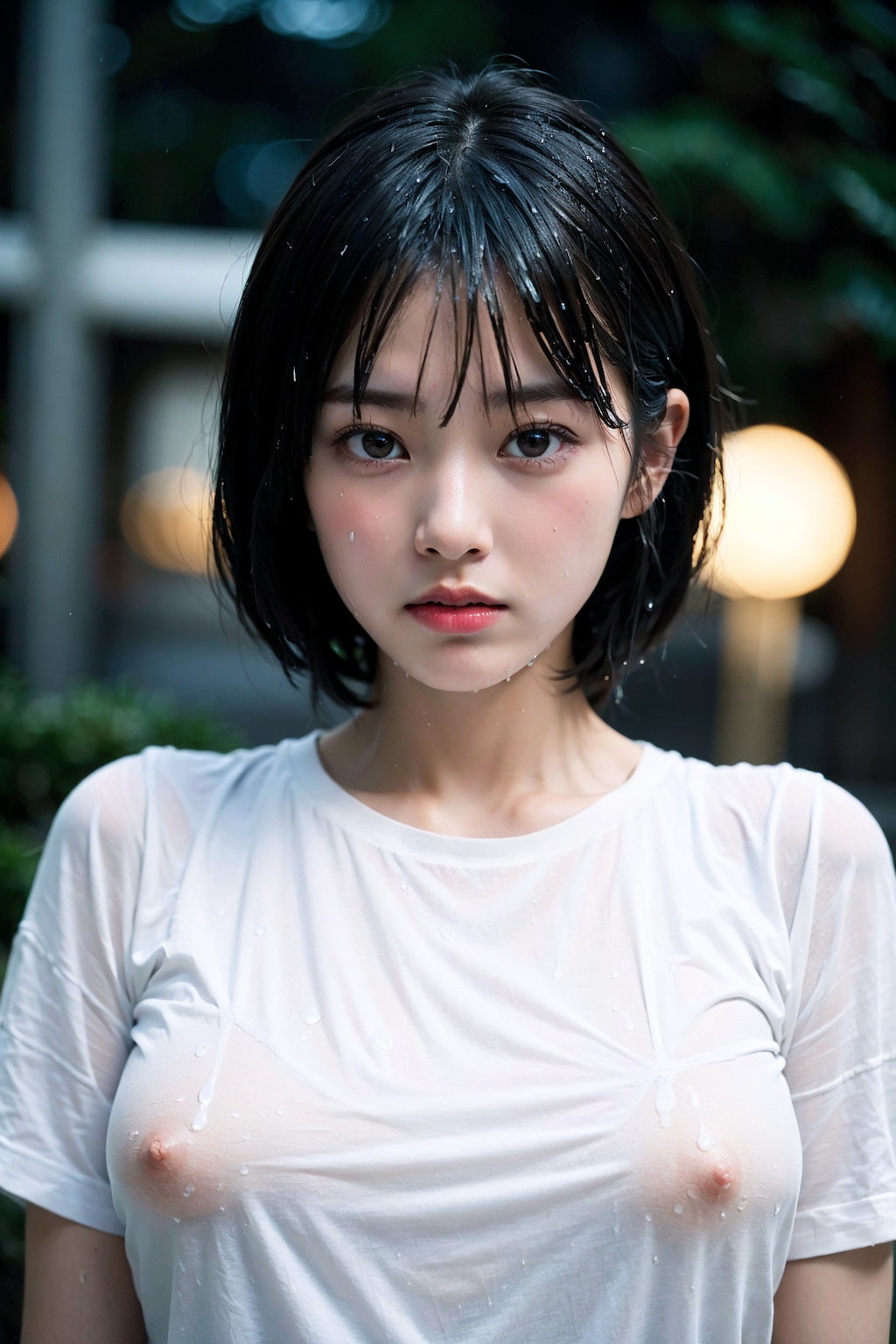 白シャツで濡れ透けorポロリ