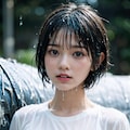 白シャツで濡れ透けorポロリ 2枚目