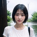 白シャツで濡れ透けorポロリ 8枚目