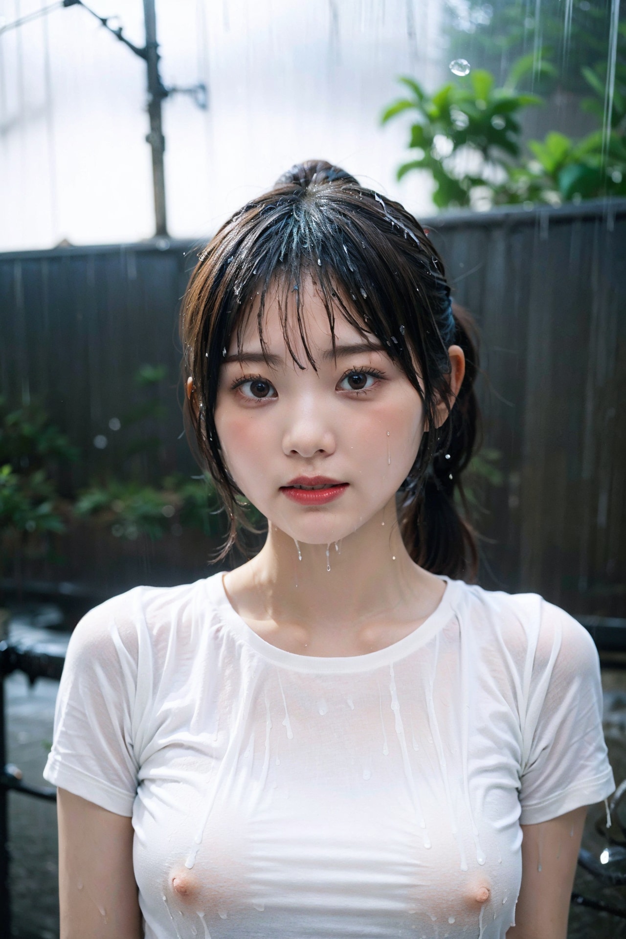 白シャツで濡れ透けorポロリ