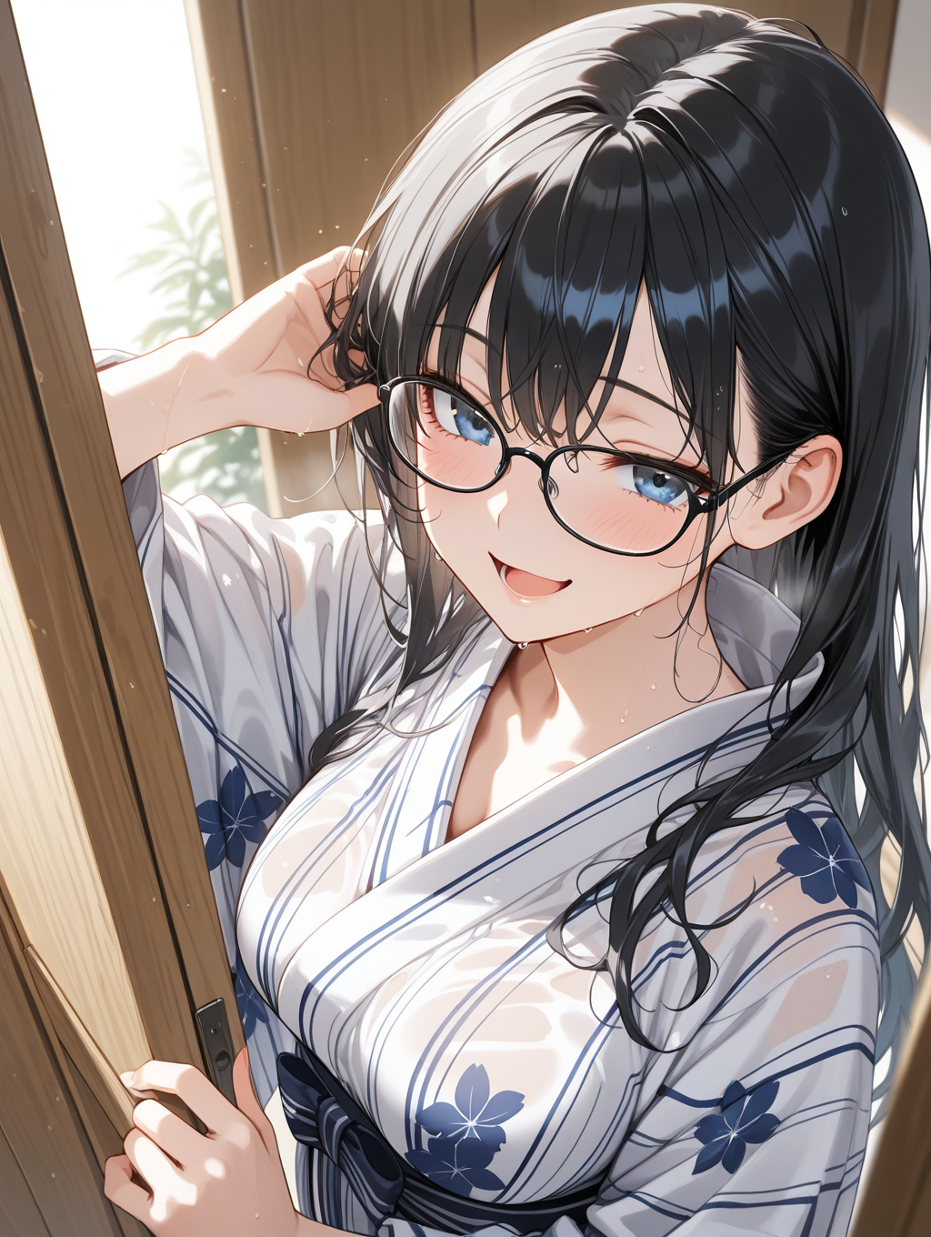 うちの子舞(部長)温泉上がりに髪を乾かしている〇〇ちゃんシリーズ