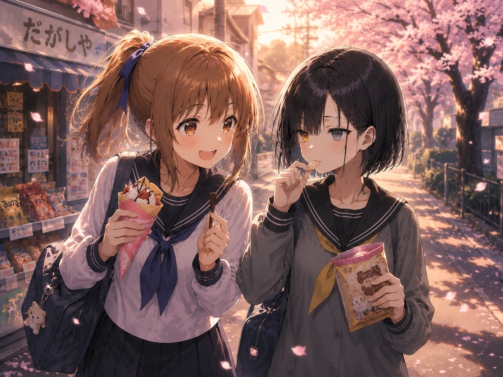 楓ちゃんと雫ちゃんの夕暮れの放課後