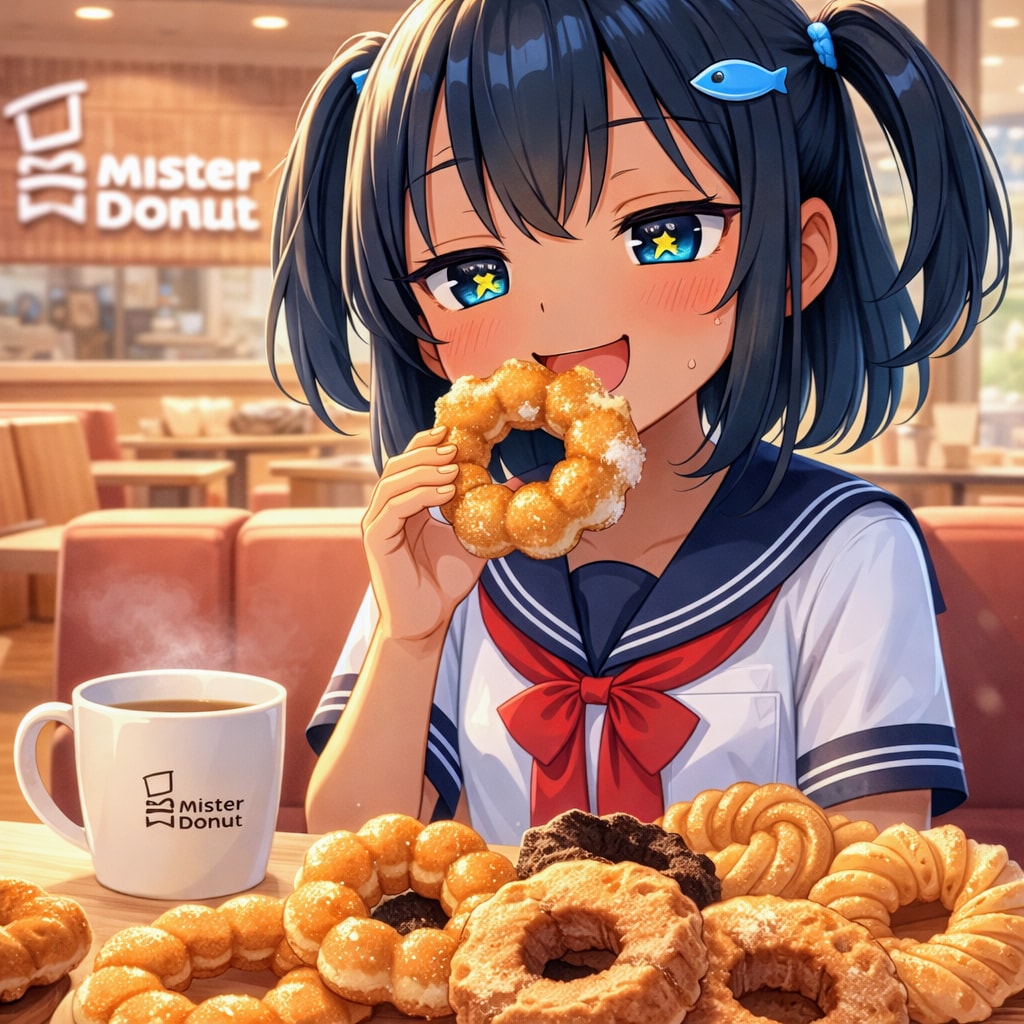 ミスドでドーナツを食べるこなつちゃん