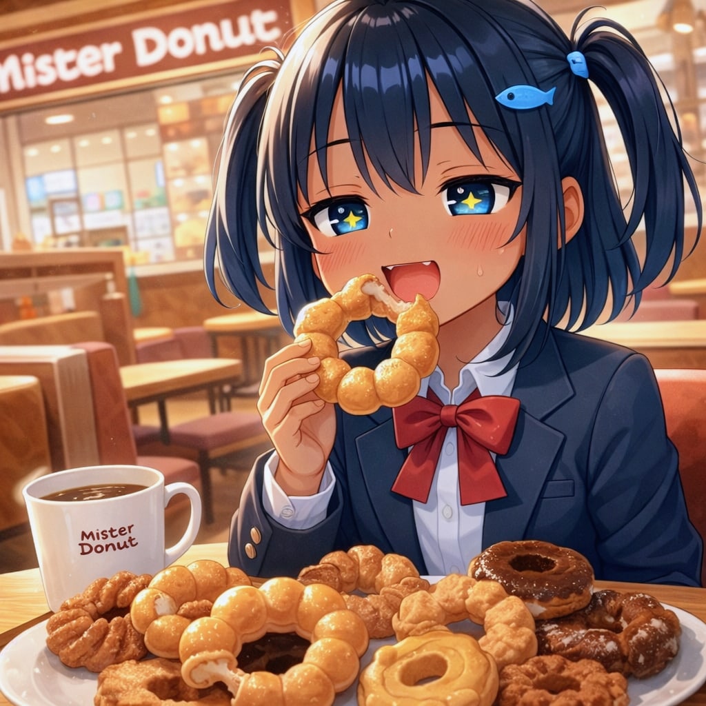 ミスドでドーナツを食べるこなつちゃん