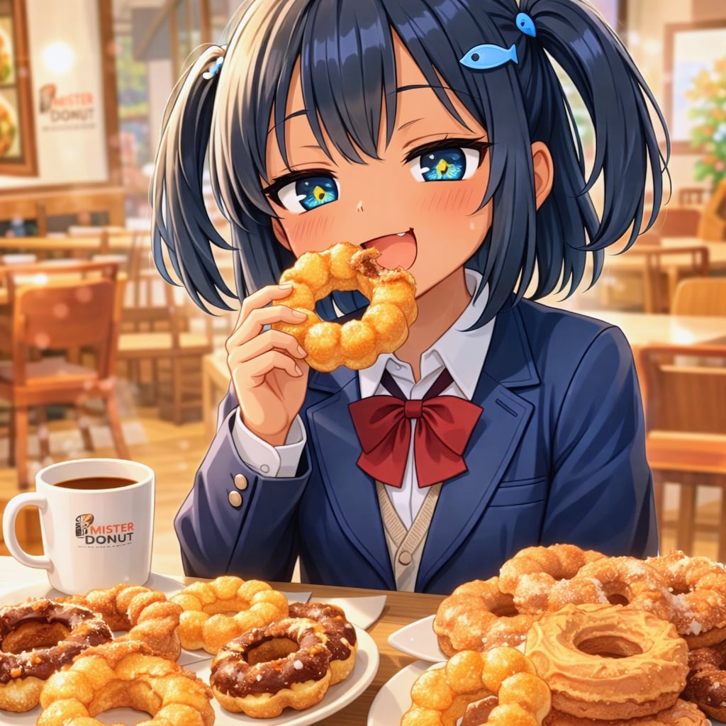 ミスドでドーナツを食べるこなつちゃん