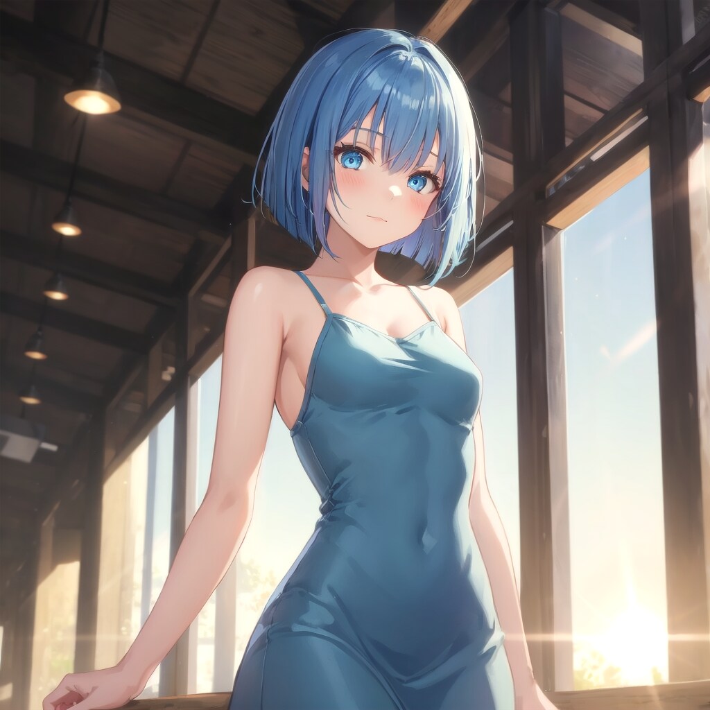 朝焼けの光をまとう少女