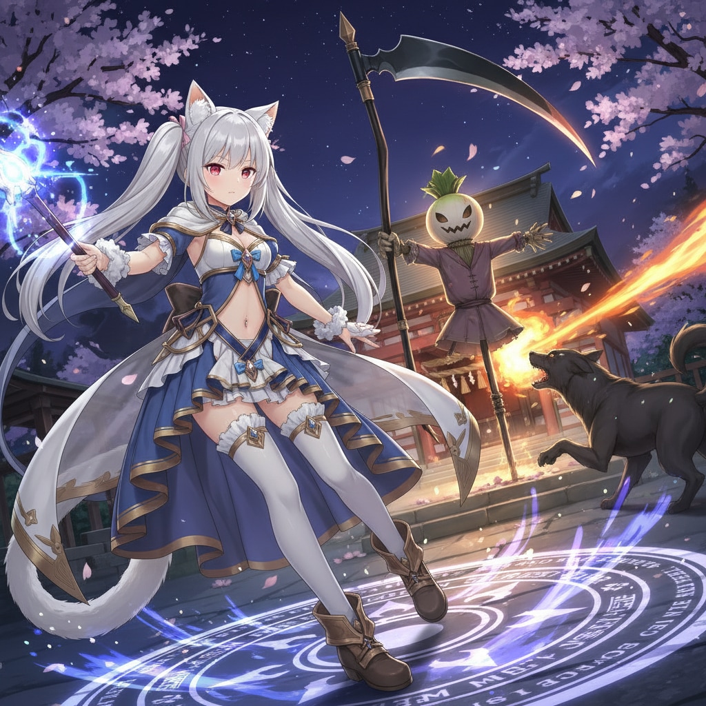 銀ツイにゃん。夜桜案山子 | の人気AIイラスト・グラビア