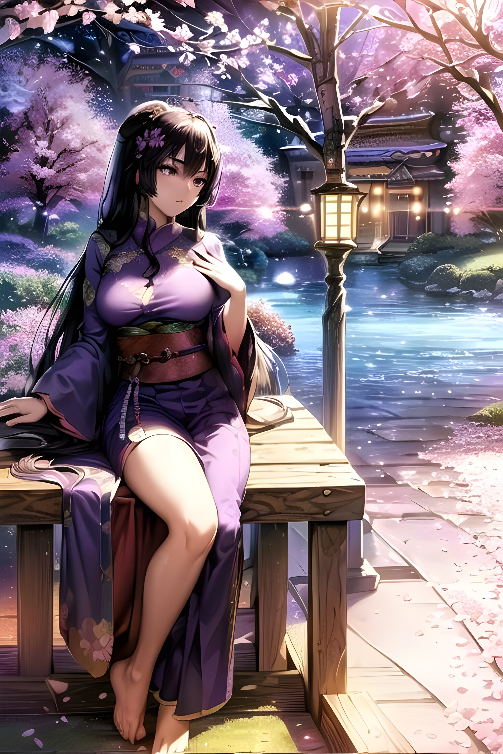 夜桜　cherry blossoms at night