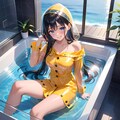 黄色半透明レインコート風呂 5枚目