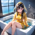 黄色半透明レインコート風呂 3枚目