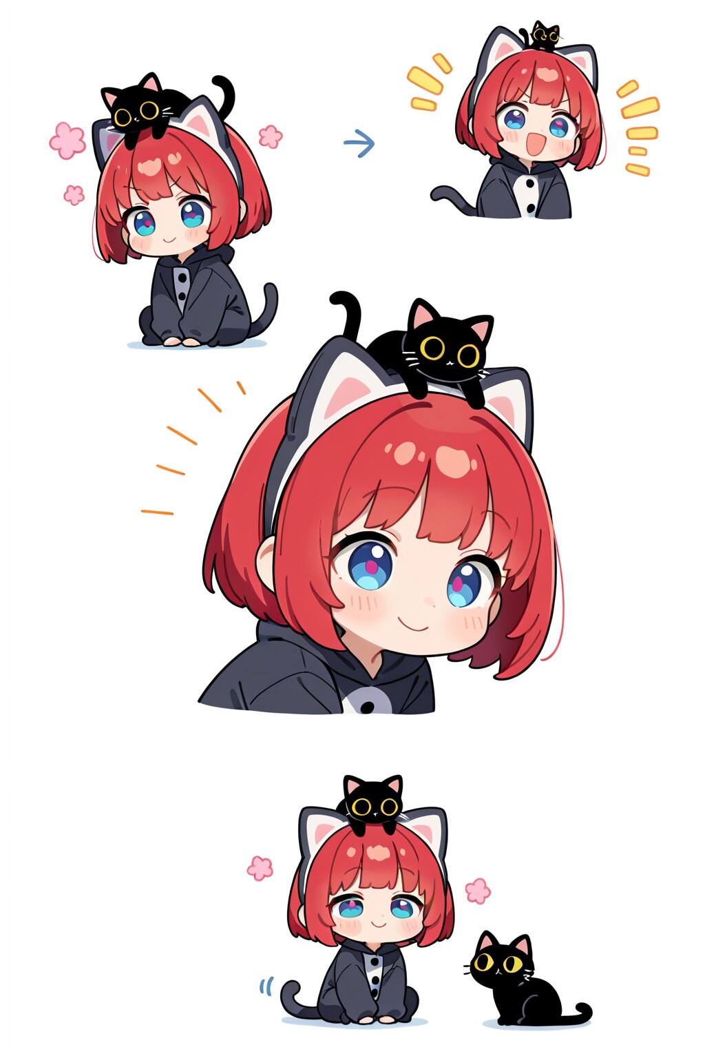 猫耳の彼女と黒猫 | の人気AIイラスト・グラビア