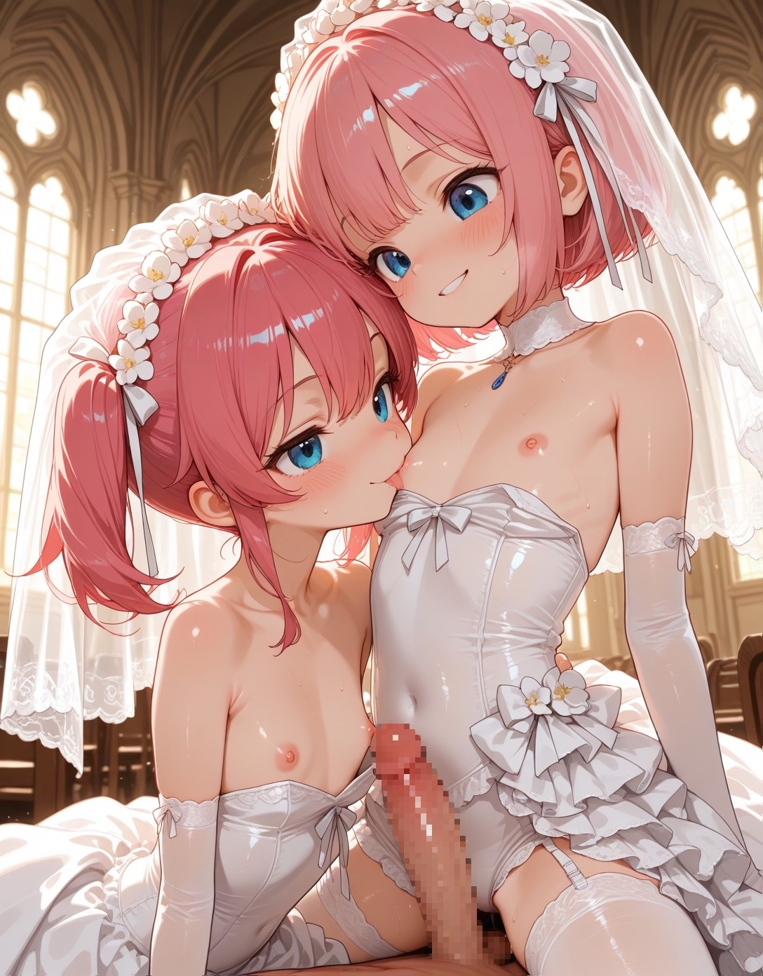 ウェディングドレスの双子と(∩´∀`∩)💕