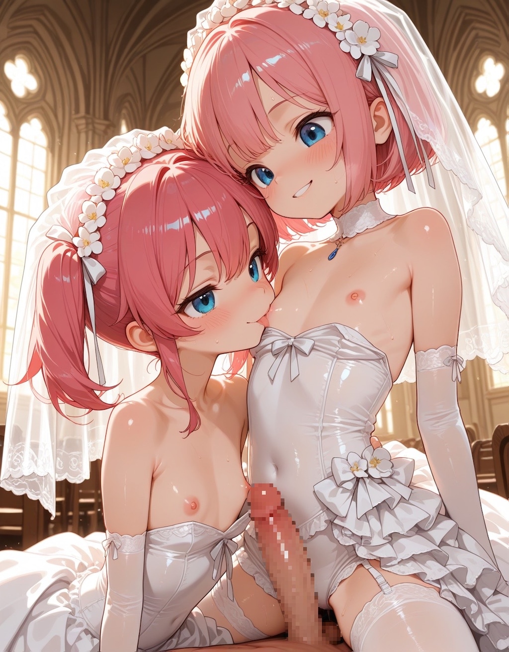 ウェディングドレスの双子と(∩´∀`∩)💕