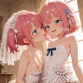 ウェディングドレスの双子と(∩´∀`∩)💕 3枚目