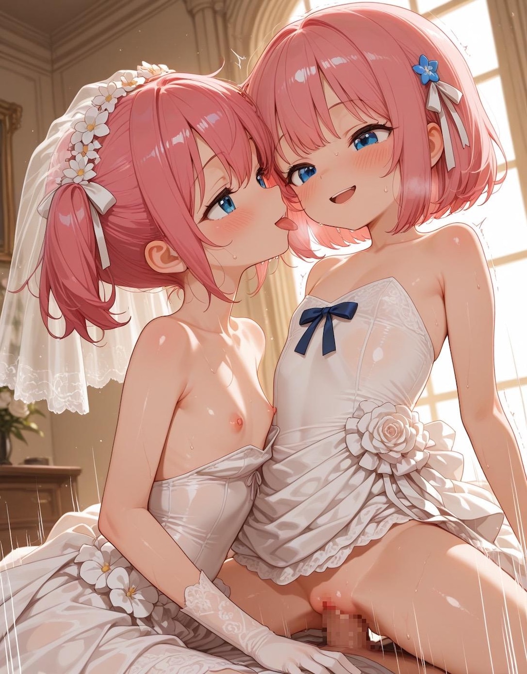 ウェディングドレスの双子と(∩´∀`∩)💕