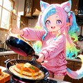 12枚）パンケーキを焼くケモ耳エルフさん 9枚目