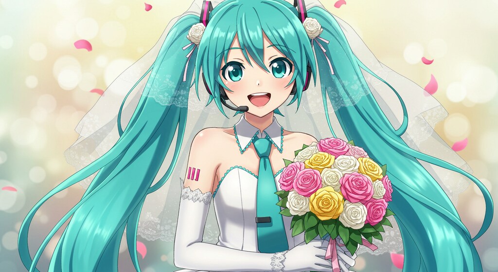 ウエディングドレス姿初音ミク