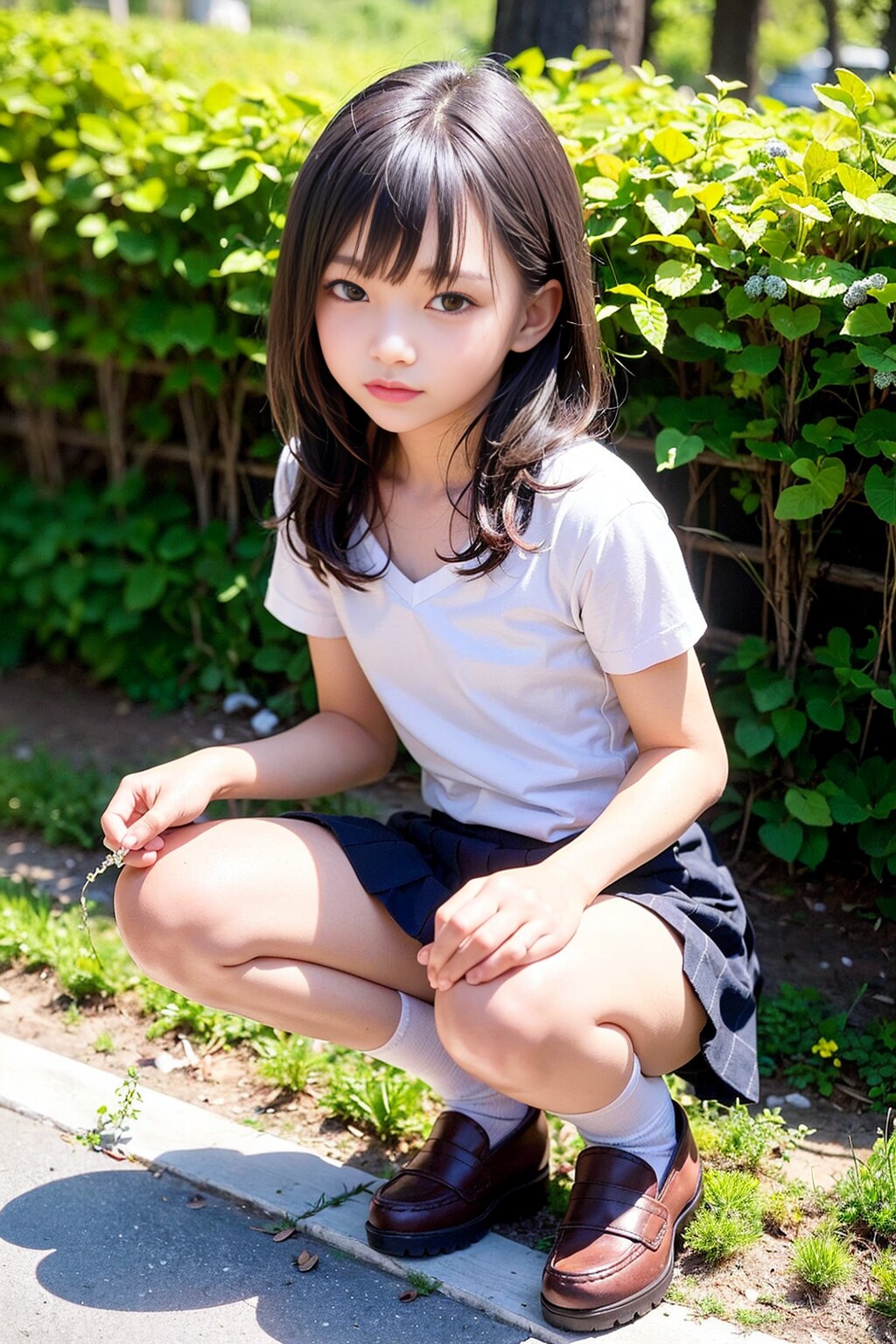 しゃがむ少女