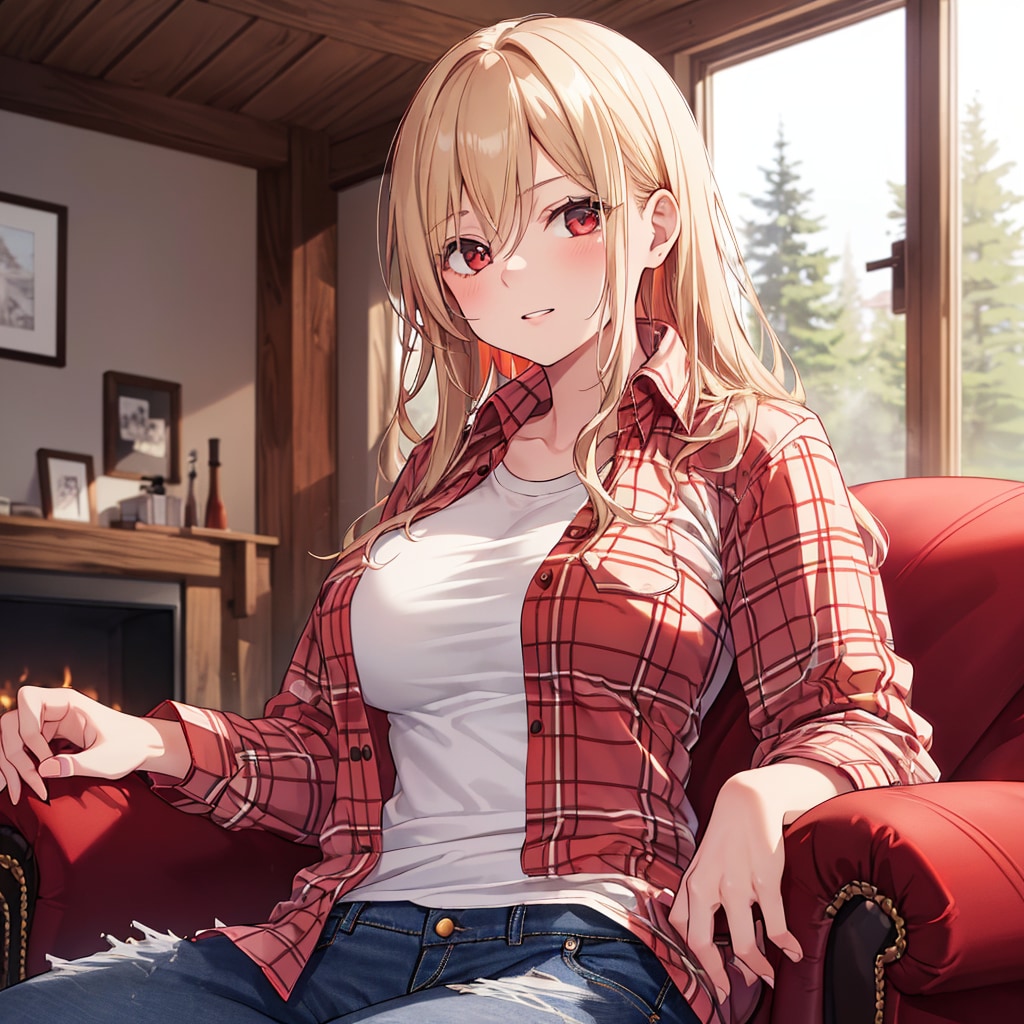 男性みたいなネルシャツとジーンズの組み合わせを着た女子が好きです