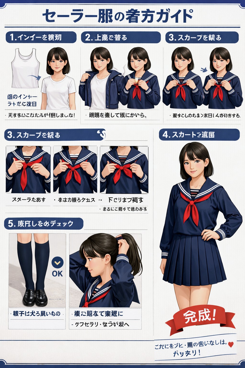 セーラー服の着方ガイド | の人気AIイラスト・グラビア