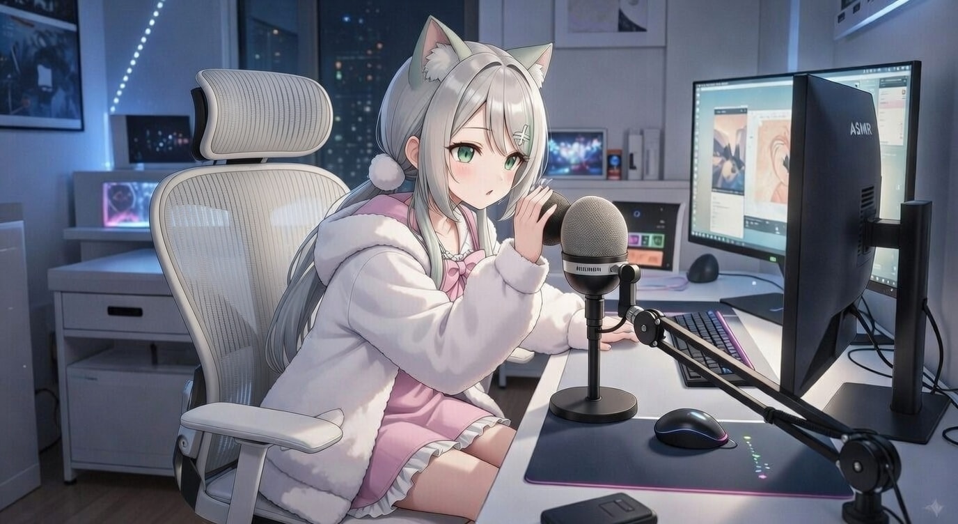 今日も耳元で…♡ 銀猫ちゃんの準備配信 | の人気AIイラスト・グラビア