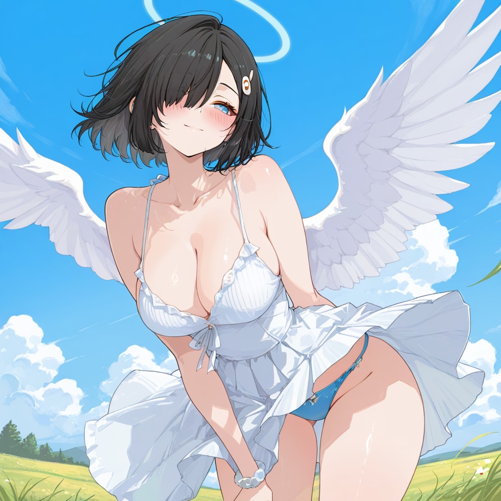 ワンピース・パンチラ片目隠れ天使さん