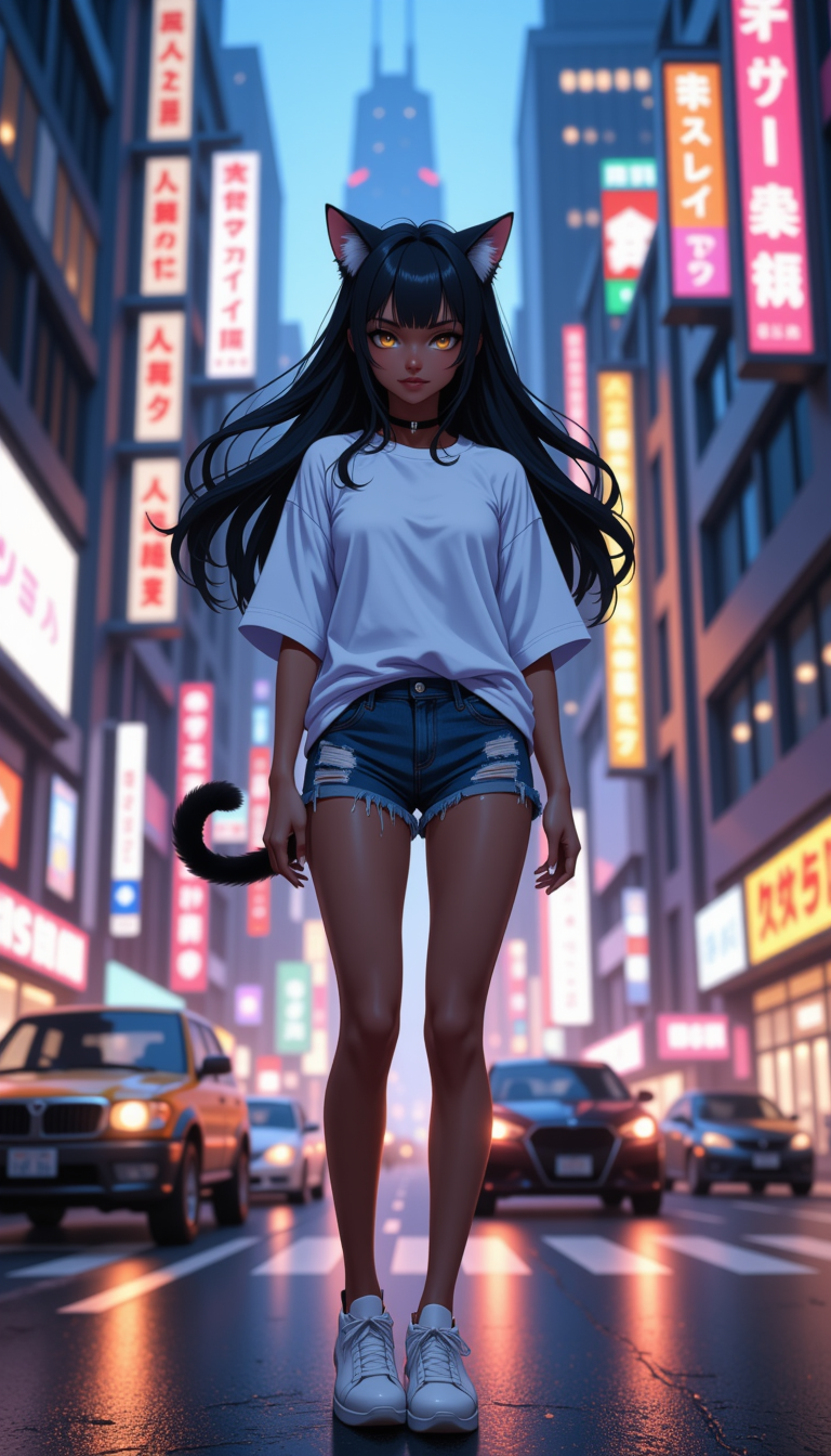 黒猫獣人：いくつかの近未来のピックアップ | の人気AIイラスト・グラビア