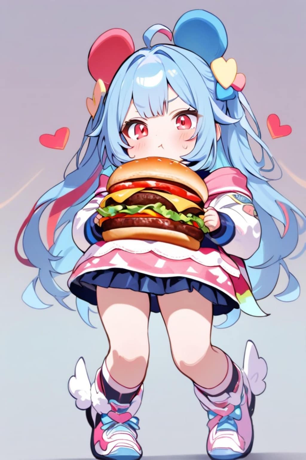 青髪ちゃんとハンバーガー