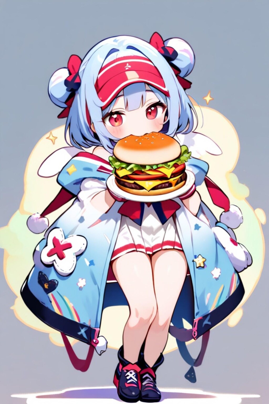 青髪ちゃんとハンバーガー