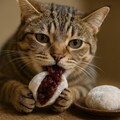 饅頭を食う猫 3枚目