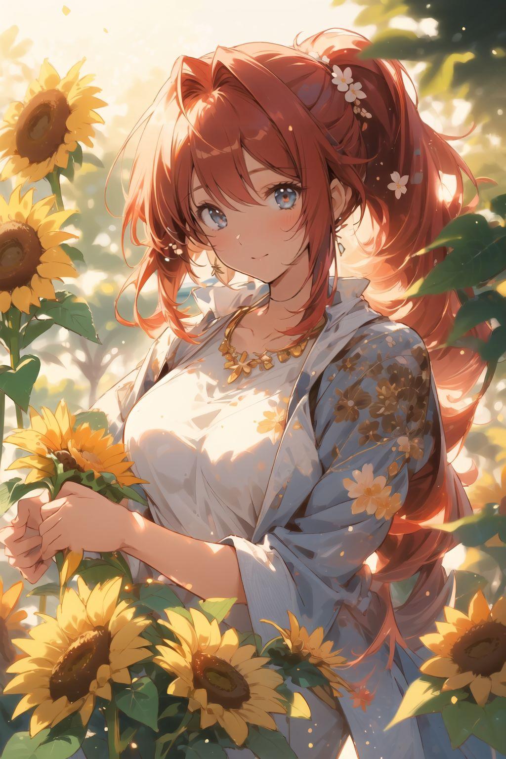 ひまわりと少女 | の人気AIイラスト・グラビア