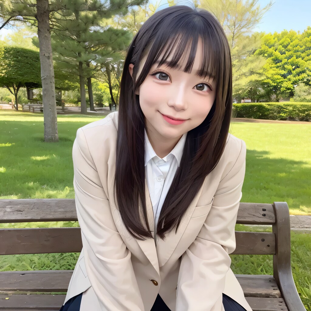 黒髪ロングでブレザーの美女４３