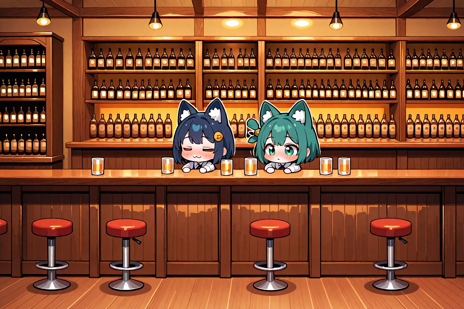 新カクテルの味見・・・し過ぎたニャン