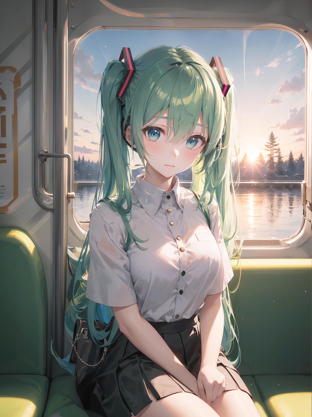 初音ミク 初音未來 Miku VOCALOID ツインテール 電車