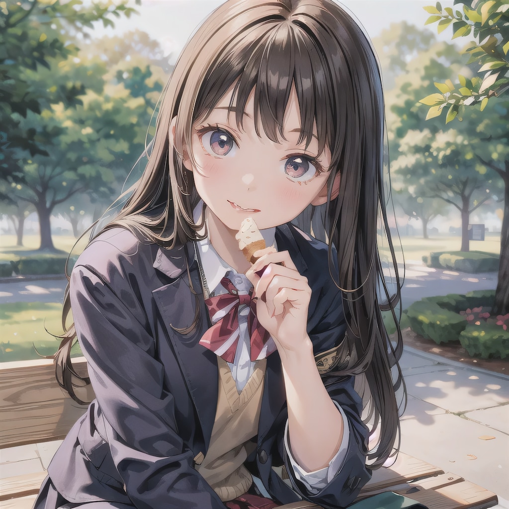 黒髪ロングでブレザーの少女３８