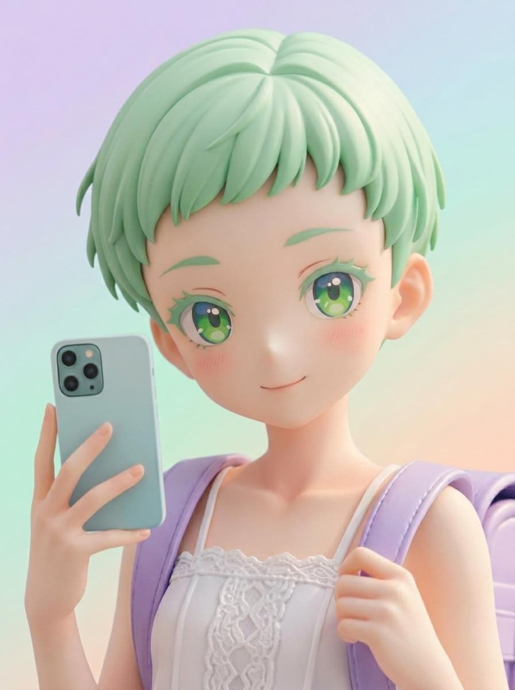 パステルカラーヒロイン　フィギア（まつ毛カラー変更習作）