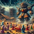 アクリル風 　世紀末風　ひな人形・パワーアーマー　#ひな祭り 3枚目
