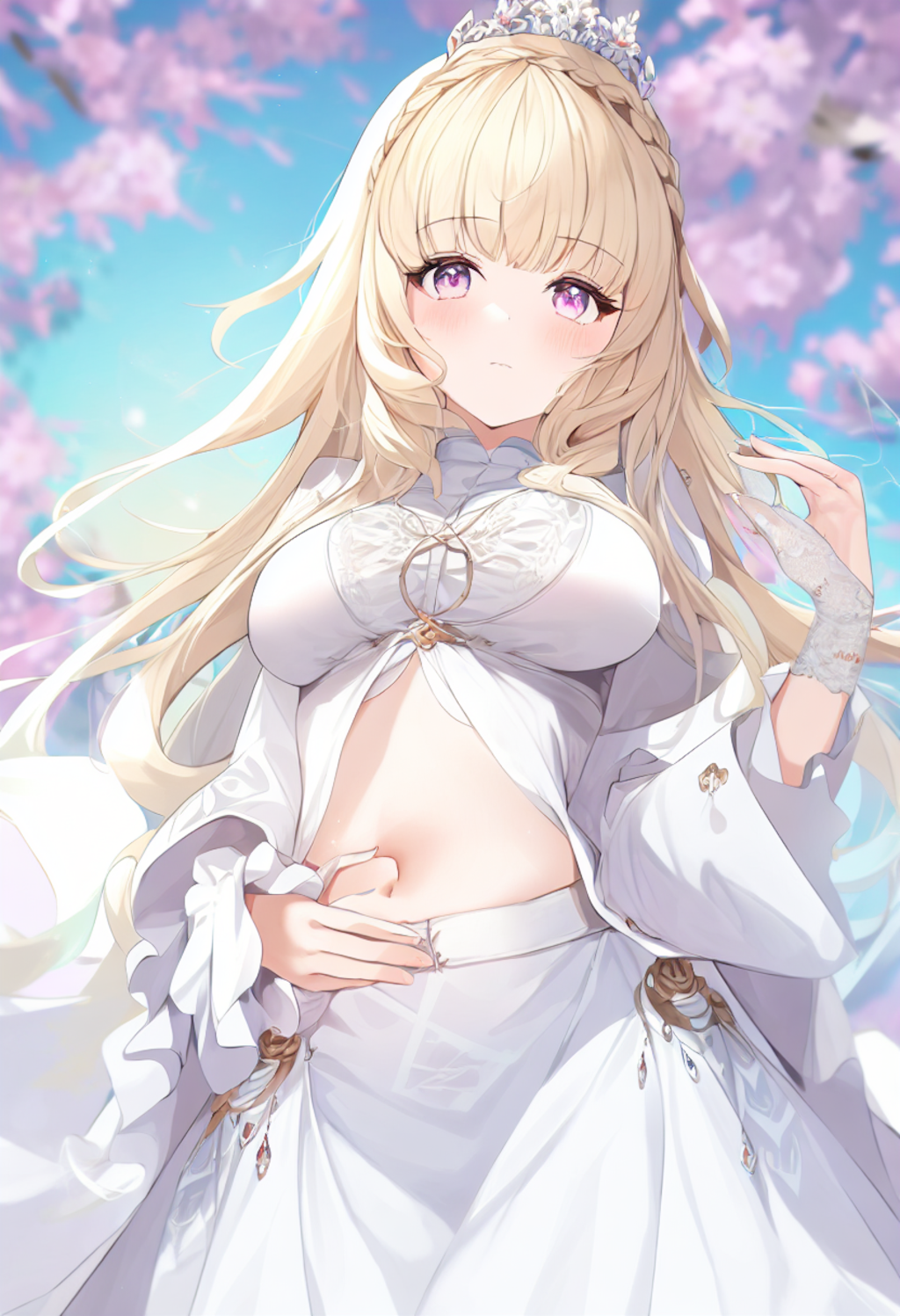 A girl with an enchanting aura poses confidently amidst vibrant flowers