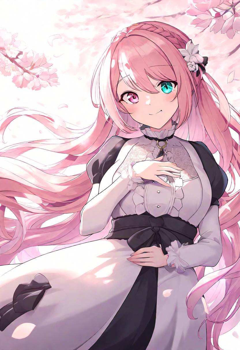 A girl with an enchanting aura poses confidently amidst vibrant flowers | の人気AIイラスト・グラビア