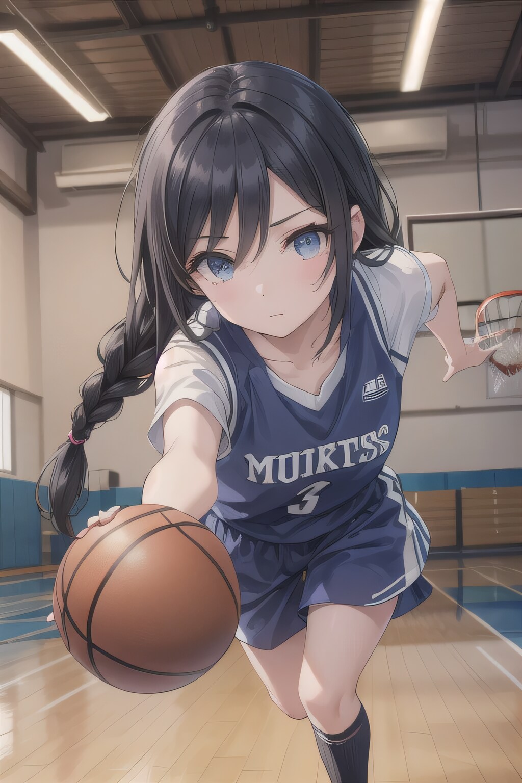 黒髪ロングでユニフォームの少女１４
