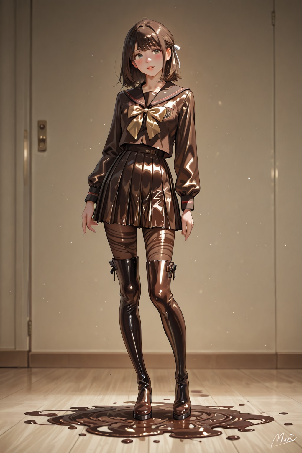 日本の女子高生のチョコレート製セーラー服