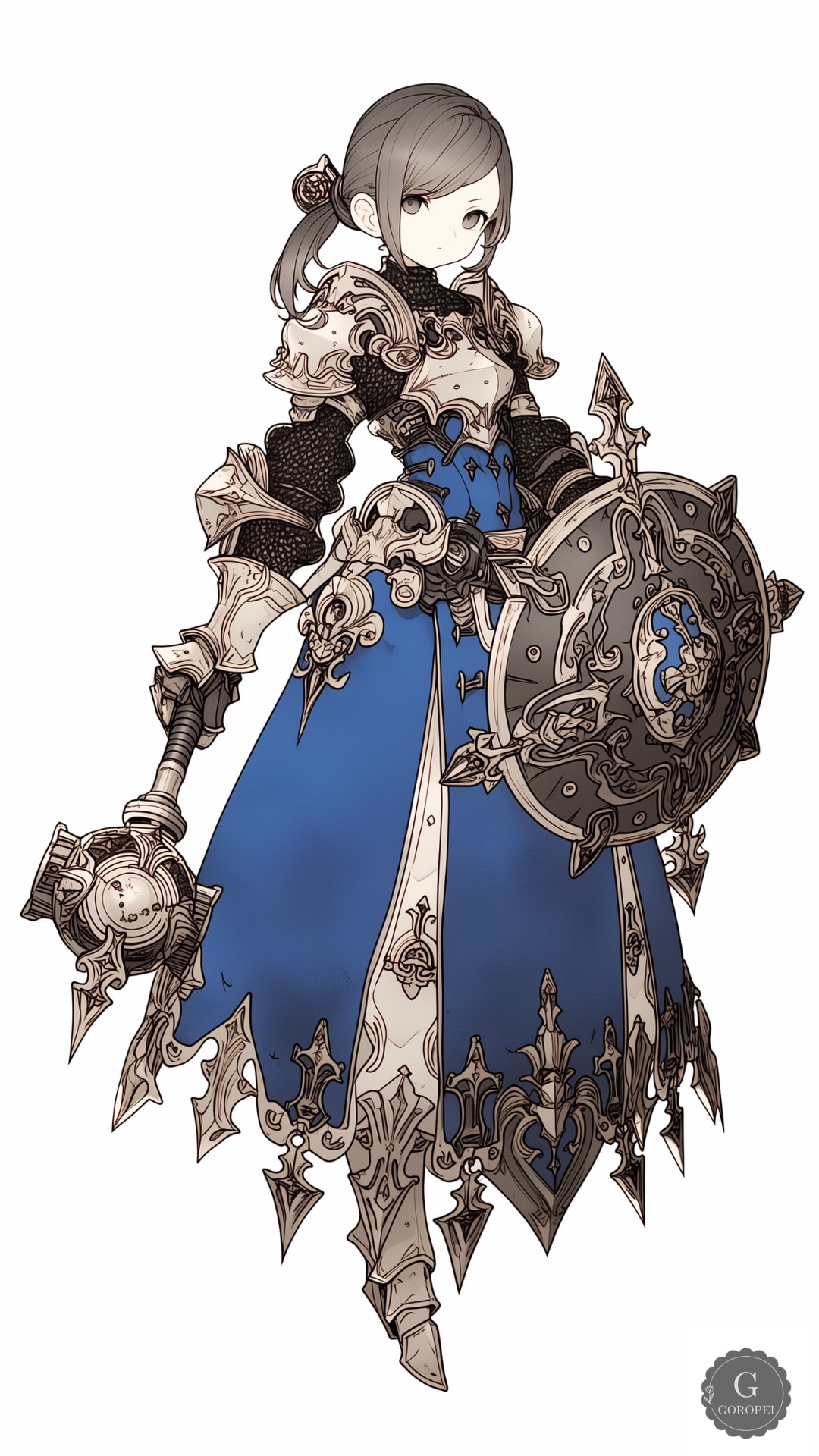 #066【蒼壁の守姫】王国×メイス・ラウンドシールド