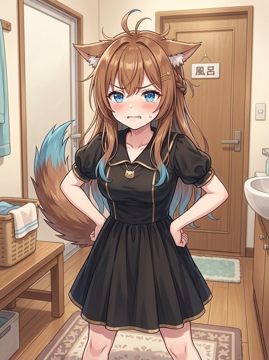 猫耳少女を風呂に入れる