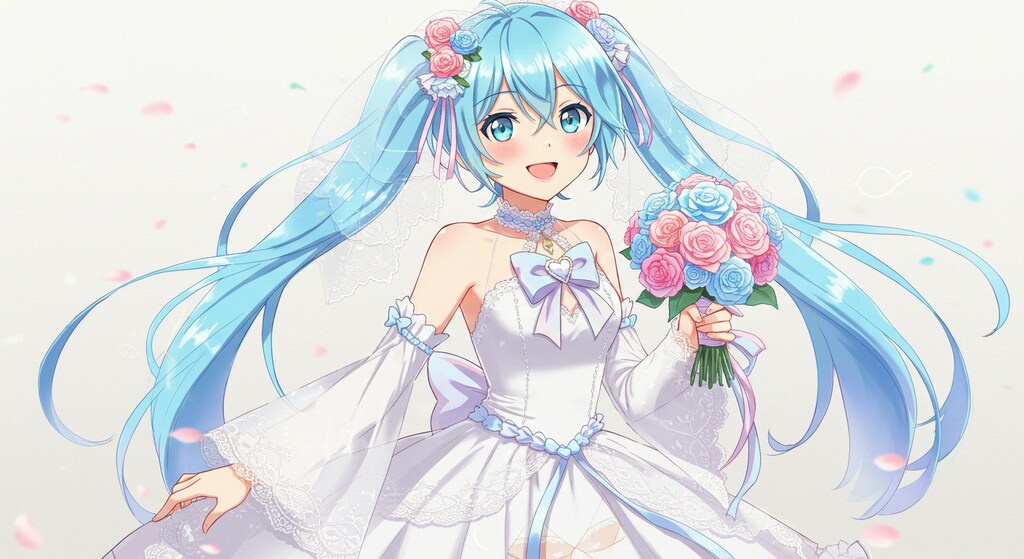 ウエディングドレス姿初音ミク