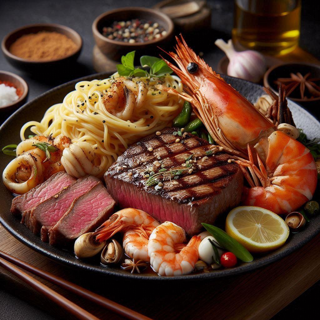 海鮮麺ステーキ定食