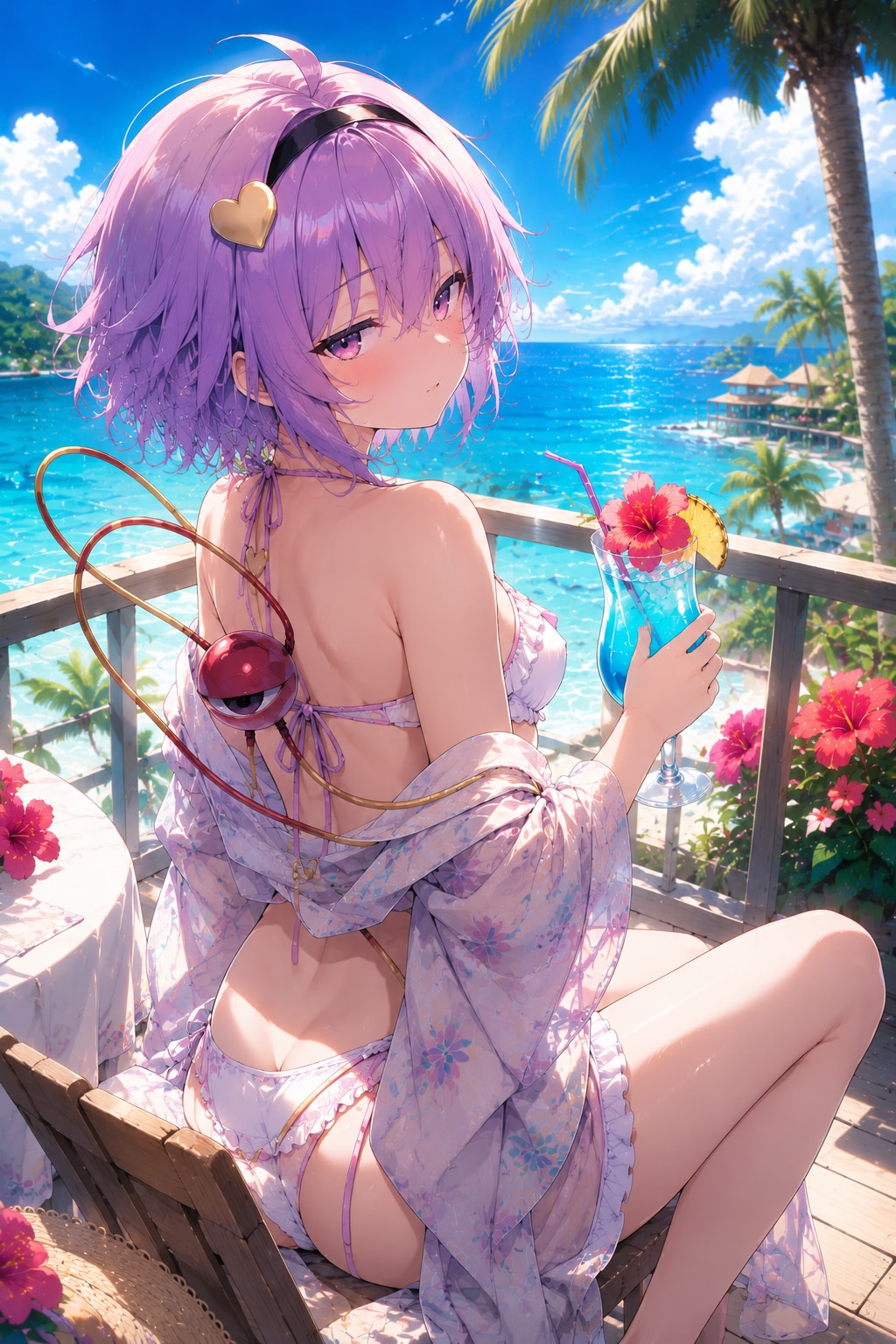 リゾートを満喫するさとりちゃん
