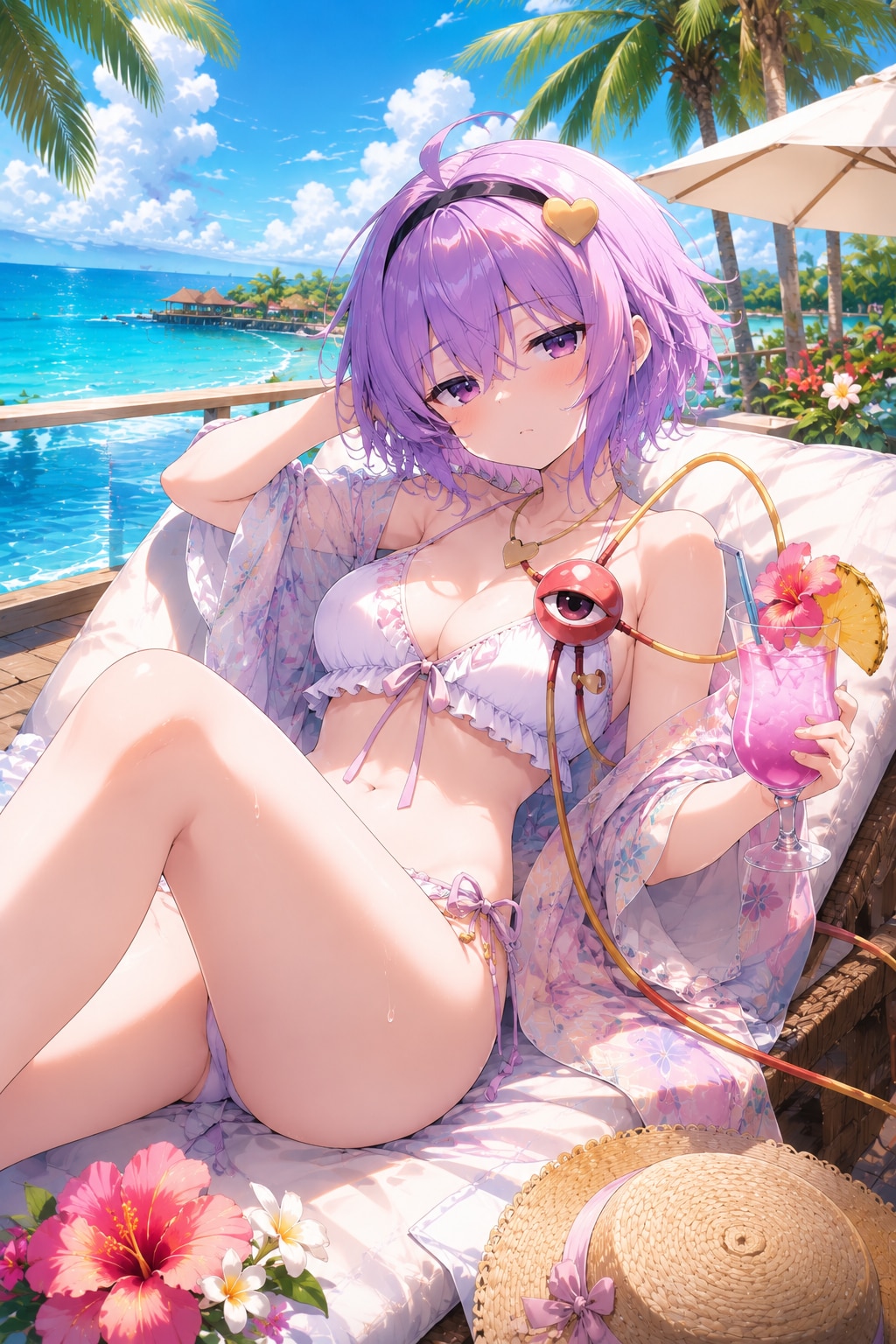 リゾートを満喫するさとりちゃん
