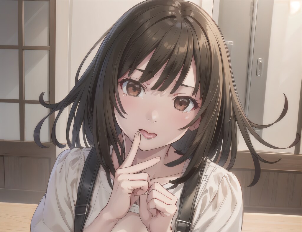 茶髪ボブの舌出し少女３