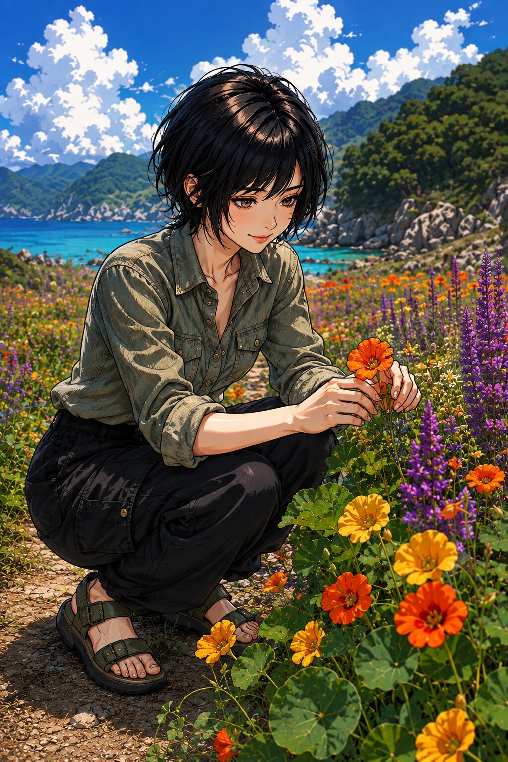 9/6 誕生花 ナスタチウム、ミソハギ（アース） | の人気AIイラスト・グラビア